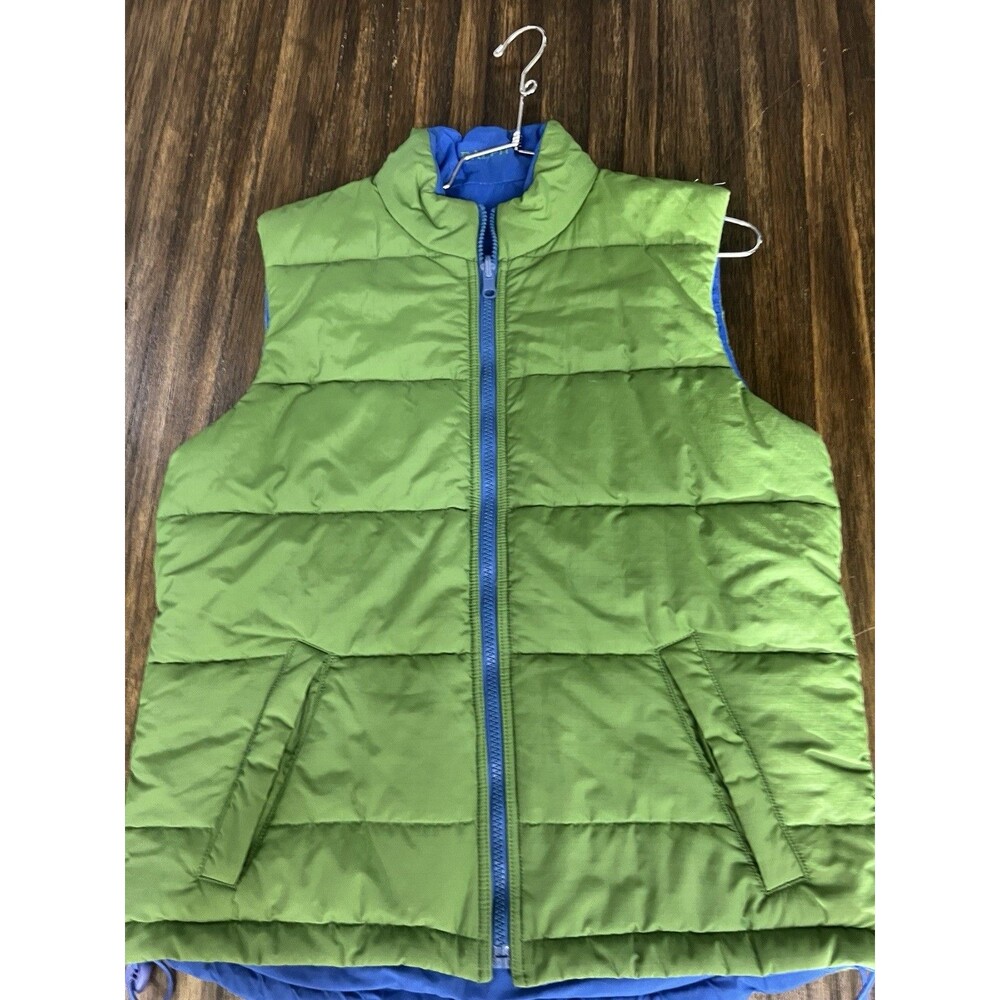Ralph Lauren Puffer Vest Mens Size Medium Green Blue Reversible Zip Christmas